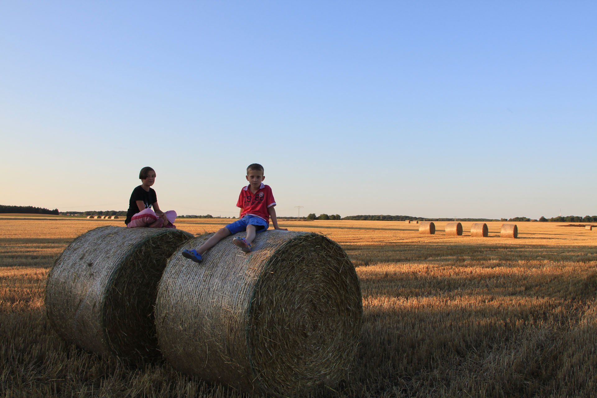 fields with playing children